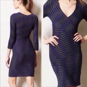 ANTHROPOLOGIE Tracy Reese Stacked Jersey Striped Mock Wrap Dress